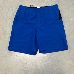 Vintage Nike Swim Shorts Dark Blue Nylon Black Swoosh Grey Tag 90s